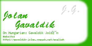 jolan gavaldik business card